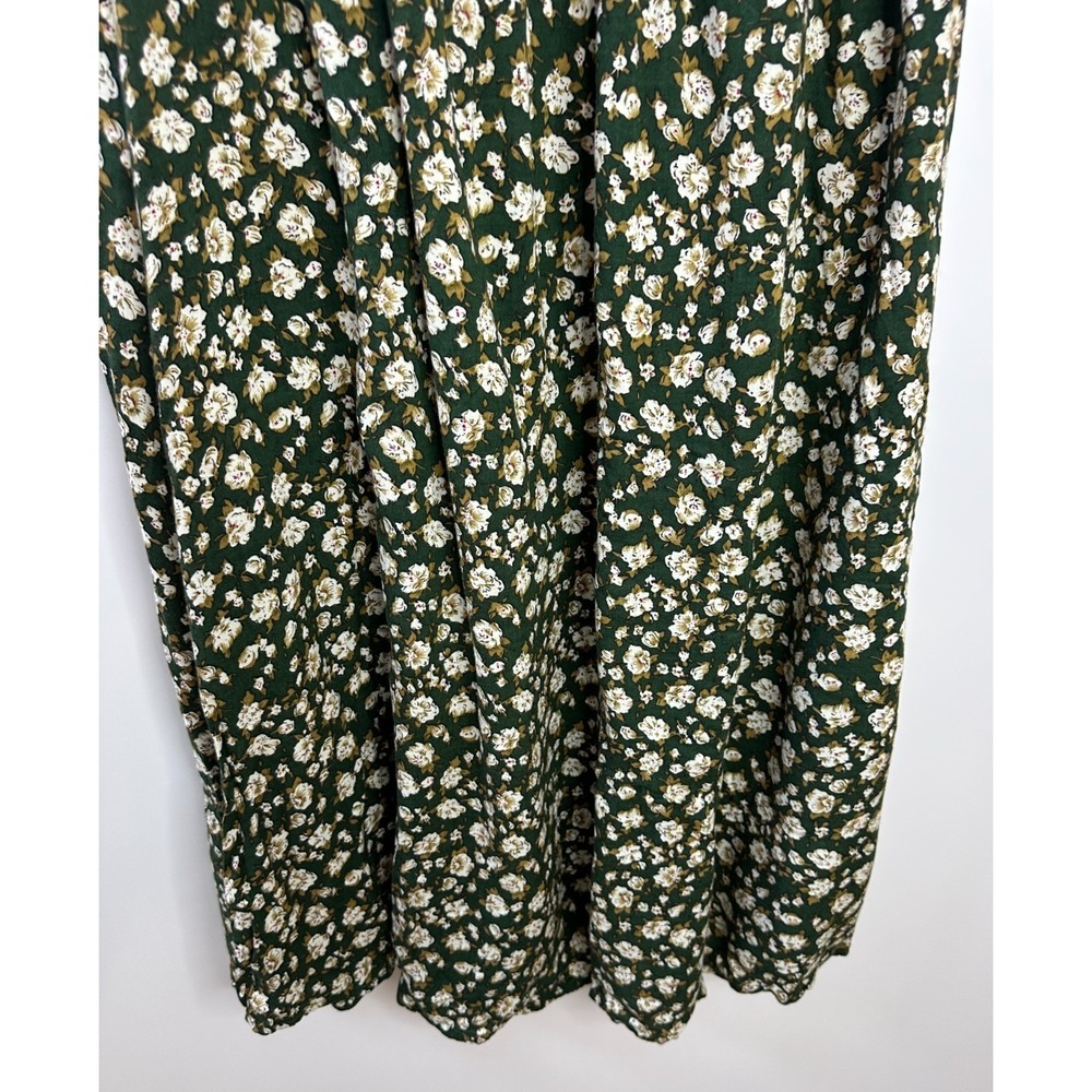 Vintage American Eagle Outfitters Green Floral Maxi Skirt Rayon 90s Boho Medium - Picture 14 of 15